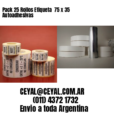 Pack 25 Rollos Etiqueta  75 x 35 Autoadhesivas