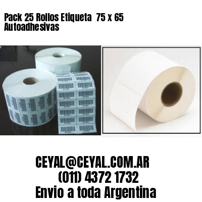 Pack 25 Rollos Etiqueta  75 x 65 Autoadhesivas
