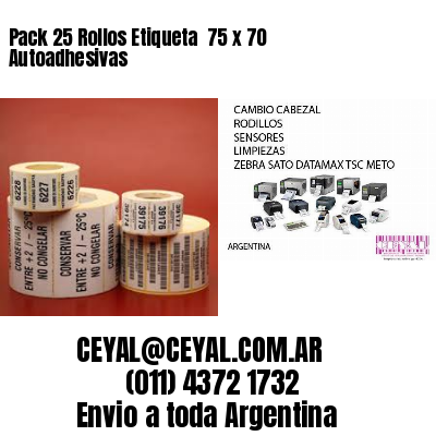 Pack 25 Rollos Etiqueta  75 x 70 Autoadhesivas