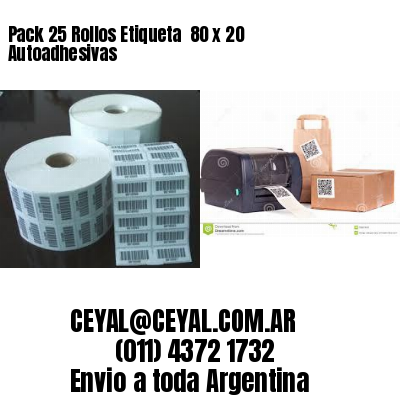 Pack 25 Rollos Etiqueta  80 x 20 Autoadhesivas