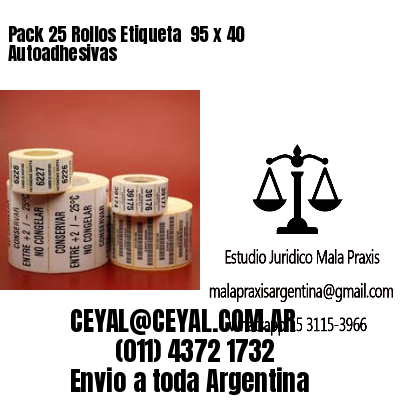 Pack 25 Rollos Etiqueta  95 x 40 Autoadhesivas