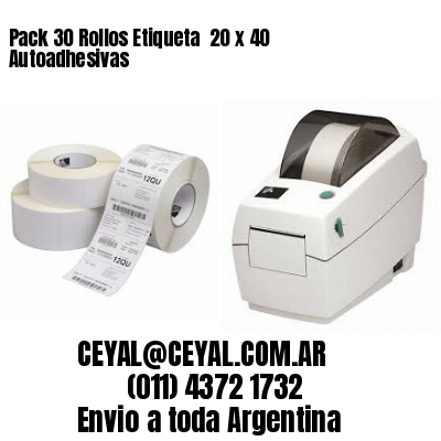Pack 30 Rollos Etiqueta  20 x 40 Autoadhesivas