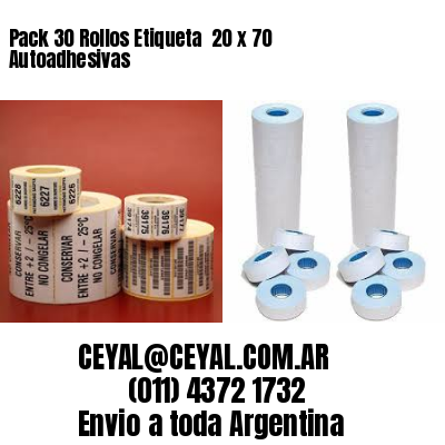 Pack 30 Rollos Etiqueta  20 x 70 Autoadhesivas