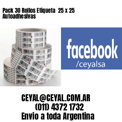 Pack 30 Rollos Etiqueta  25 x 25 Autoadhesivas