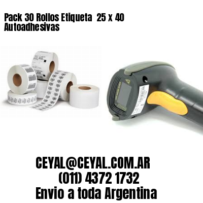 Pack 30 Rollos Etiqueta  25 x 40 Autoadhesivas