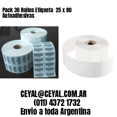 Pack 30 Rollos Etiqueta  25 x 80 Autoadhesivas