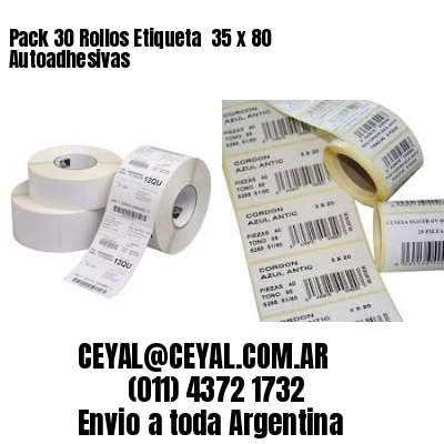 Pack 30 Rollos Etiqueta  35 x 80 Autoadhesivas