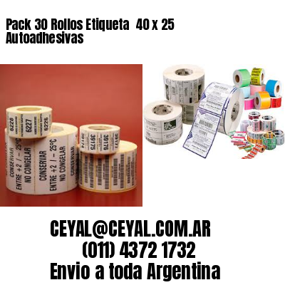 Pack 30 Rollos Etiqueta  40 x 25 Autoadhesivas