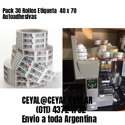 Pack 30 Rollos Etiqueta  40 x 70 Autoadhesivas