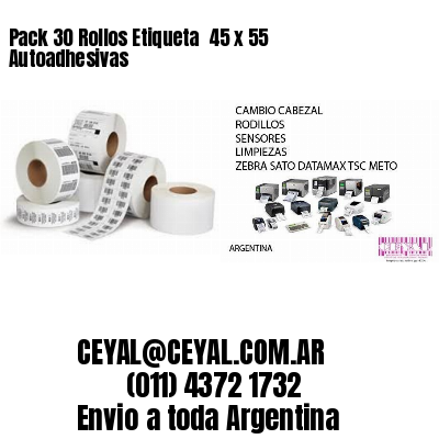 Pack 30 Rollos Etiqueta  45 x 55 Autoadhesivas