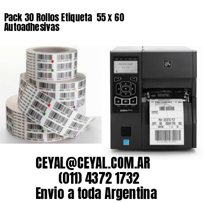 Pack 30 Rollos Etiqueta  55 x 60 Autoadhesivas