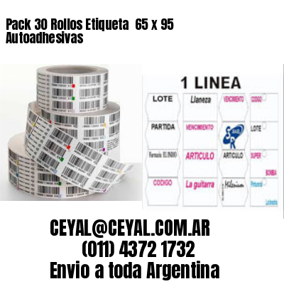 Pack 30 Rollos Etiqueta  65 x 95 Autoadhesivas