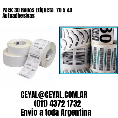 Pack 30 Rollos Etiqueta  70 x 40 Autoadhesivas