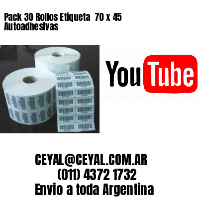 Pack 30 Rollos Etiqueta  70 x 45 Autoadhesivas
