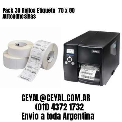 Pack 30 Rollos Etiqueta  70 x 80 Autoadhesivas