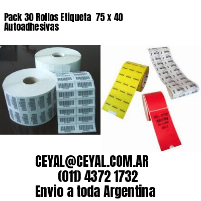 Pack 30 Rollos Etiqueta  75 x 40 Autoadhesivas