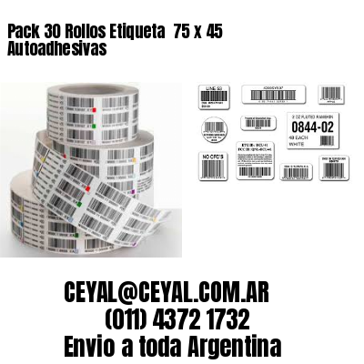 Pack 30 Rollos Etiqueta  75 x 45 Autoadhesivas