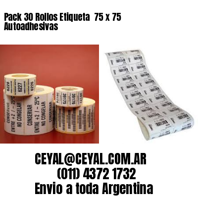 Pack 30 Rollos Etiqueta  75 x 75 Autoadhesivas