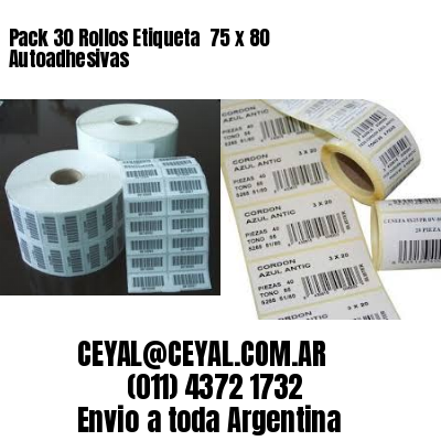 Pack 30 Rollos Etiqueta  75 x 80 Autoadhesivas