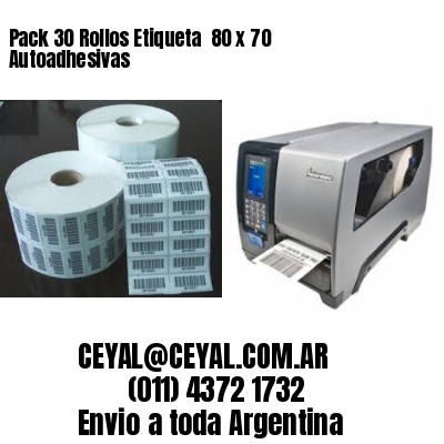 Pack 30 Rollos Etiqueta  80 x 70 Autoadhesivas
