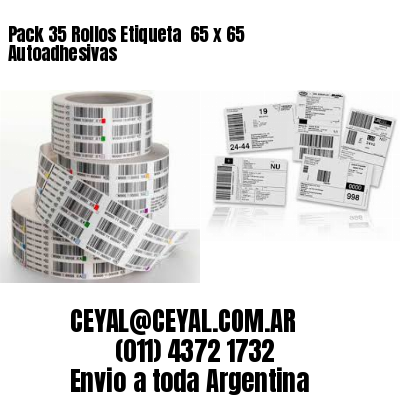 Pack 35 Rollos Etiqueta  65 x 65 Autoadhesivas