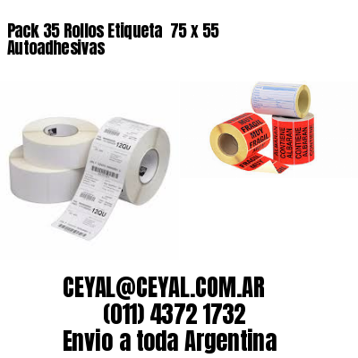 Pack 35 Rollos Etiqueta  75 x 55 Autoadhesivas