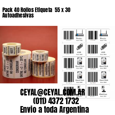 Pack 40 Rollos Etiqueta  55 x 30 Autoadhesivas