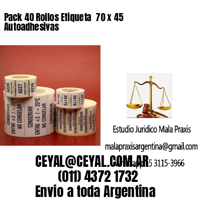Pack 40 Rollos Etiqueta  70 x 45 Autoadhesivas
