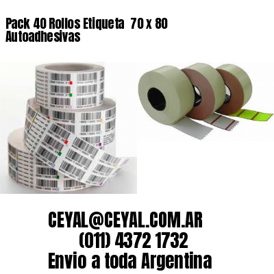 Pack 40 Rollos Etiqueta  70 x 80 Autoadhesivas