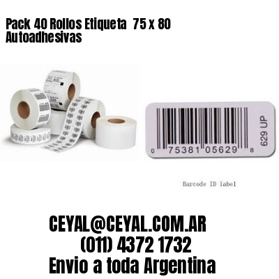 Pack 40 Rollos Etiqueta  75 x 80 Autoadhesivas