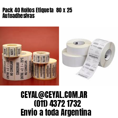 Pack 40 Rollos Etiqueta  80 x 25 Autoadhesivas