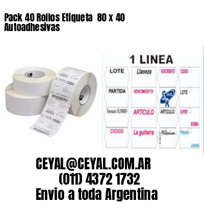 Pack 40 Rollos Etiqueta  80 x 40 Autoadhesivas