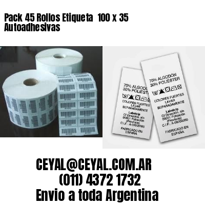 Pack 45 Rollos Etiqueta  100 x 35 Autoadhesivas
