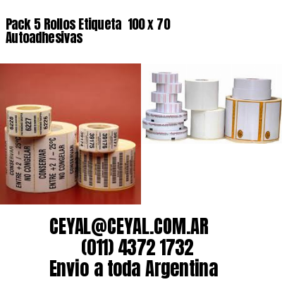 Pack 5 Rollos Etiqueta  100 x 70 Autoadhesivas