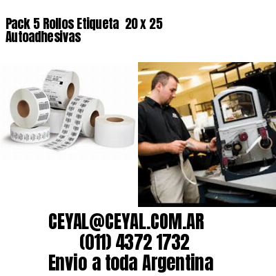 Pack 5 Rollos Etiqueta  20 x 25 Autoadhesivas