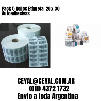 Pack 5 Rollos Etiqueta  20 x 30 Autoadhesivas