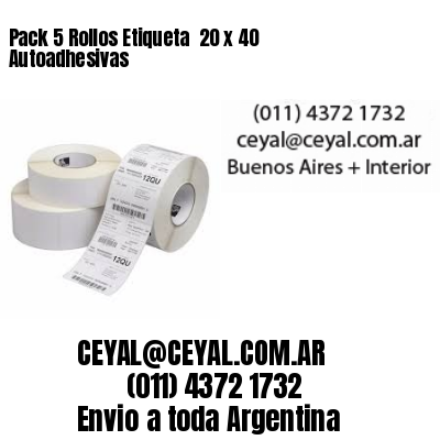 Pack 5 Rollos Etiqueta  20 x 40 Autoadhesivas