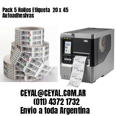 Pack 5 Rollos Etiqueta  20 x 45 Autoadhesivas