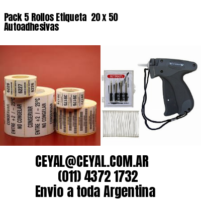 Pack 5 Rollos Etiqueta  20 x 50 Autoadhesivas