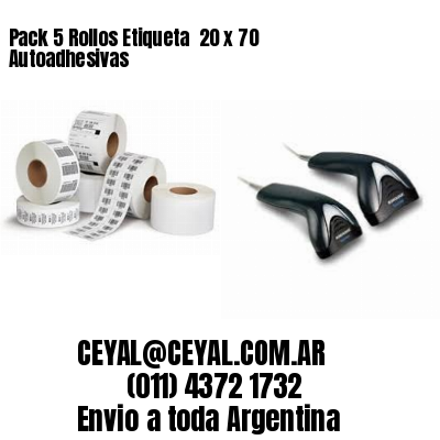 Pack 5 Rollos Etiqueta  20 x 70 Autoadhesivas