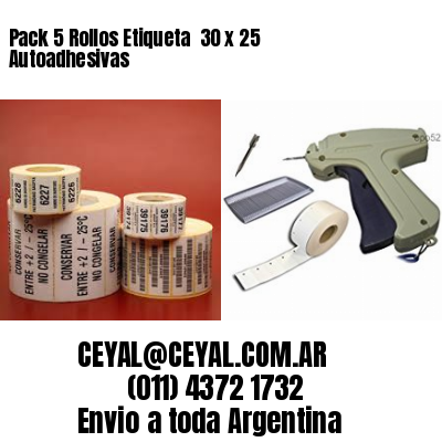 Pack 5 Rollos Etiqueta  30 x 25 Autoadhesivas