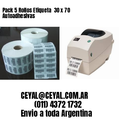 Pack 5 Rollos Etiqueta  30 x 70 Autoadhesivas