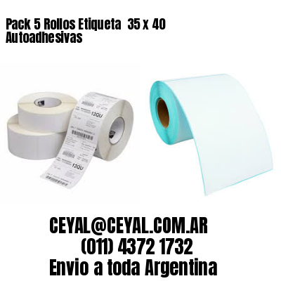 Pack 5 Rollos Etiqueta  35 x 40 Autoadhesivas