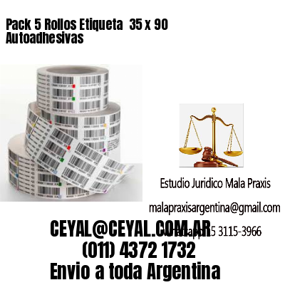 Pack 5 Rollos Etiqueta  35 x 90 Autoadhesivas