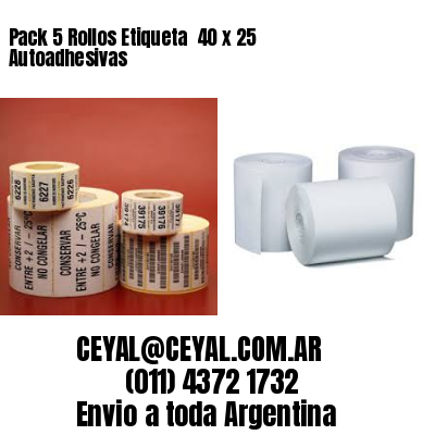Pack 5 Rollos Etiqueta  40 x 25 Autoadhesivas