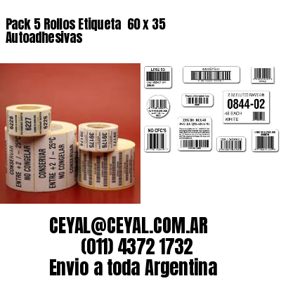 Pack 5 Rollos Etiqueta  60 x 35 Autoadhesivas