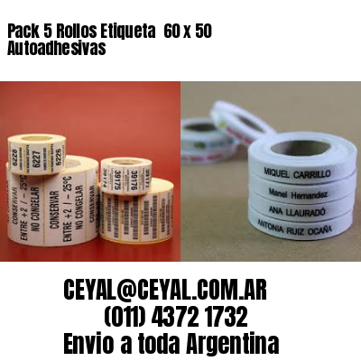 Pack 5 Rollos Etiqueta  60 x 50 Autoadhesivas