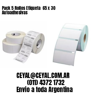 Pack 5 Rollos Etiqueta  65 x 30 Autoadhesivas