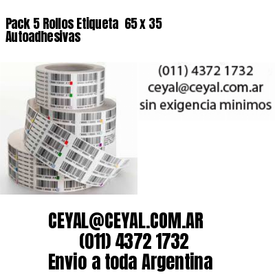 Pack 5 Rollos Etiqueta  65 x 35 Autoadhesivas
