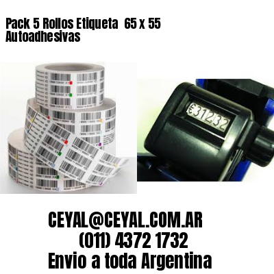 Pack 5 Rollos Etiqueta  65 x 55 Autoadhesivas